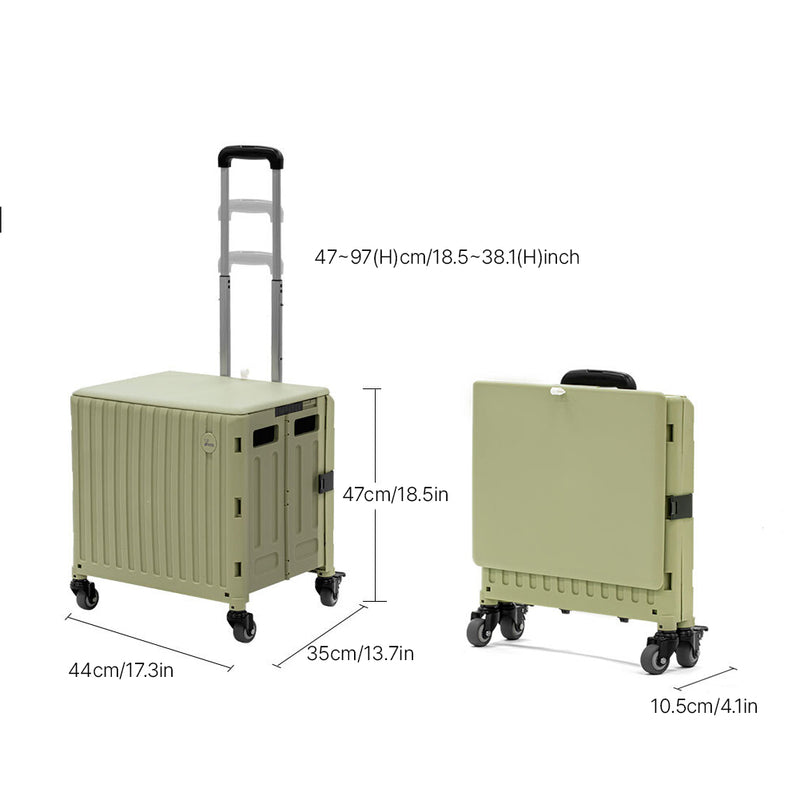 With Molly Nemo Platform Truck Cart with folding box cart, Premium Shopping Foldable Cart Green 17.3(W)x13.7(D)x18.5~38.1(H)inch