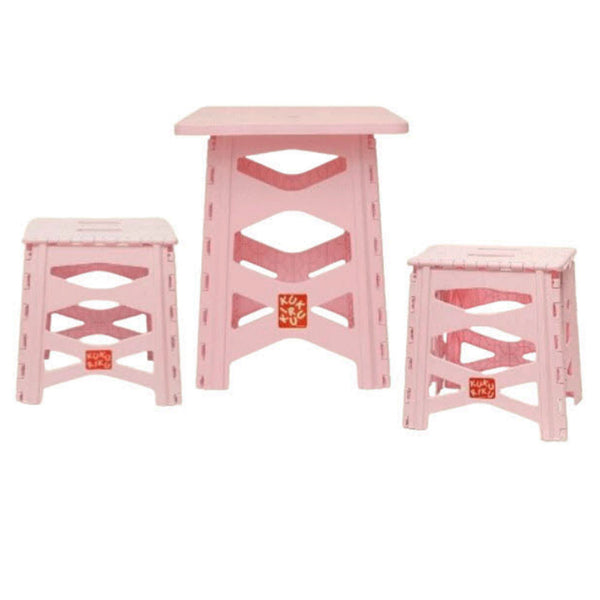 With Molly cucuriku  Portable multipurpose table and chair set for camping, outdoor, indoor, kid's room, 1 table, 2 chairs Pink