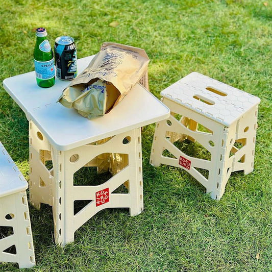 With Molly cucuriku  Portable multipurpose table and chair set for camping, outdoor, indoor, kid's room, 1 table, 2 chairs, cream