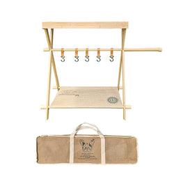 With Molly Camping portable Wood  Shelf and  hanger with storage bag 27(W)x8(D)x31(H)inch