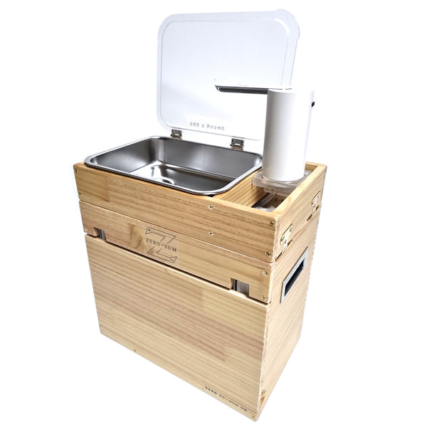 With Molly Portable Outdoor Camping Sink – Purified Water (8L) Waste Water (8L) Countertop, Wood with Folding Faucet toothbrush set 14(W)x8.6(D)x15inch