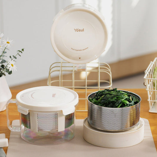Dehydrator for Boiled Vegetable  and other ingredients Large capacity stainless steel net  white  Ø9(W)x5(H)inch white