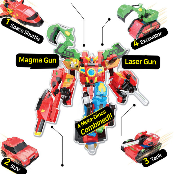 4-stage combined robot Dinobot Four cars transform into one robot 20.7(W)x15.7(H)x5.1(D)inch