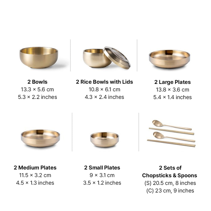 16PCS entusmanos Oriental style  Titanium Luxury Tableware Set for 2 people