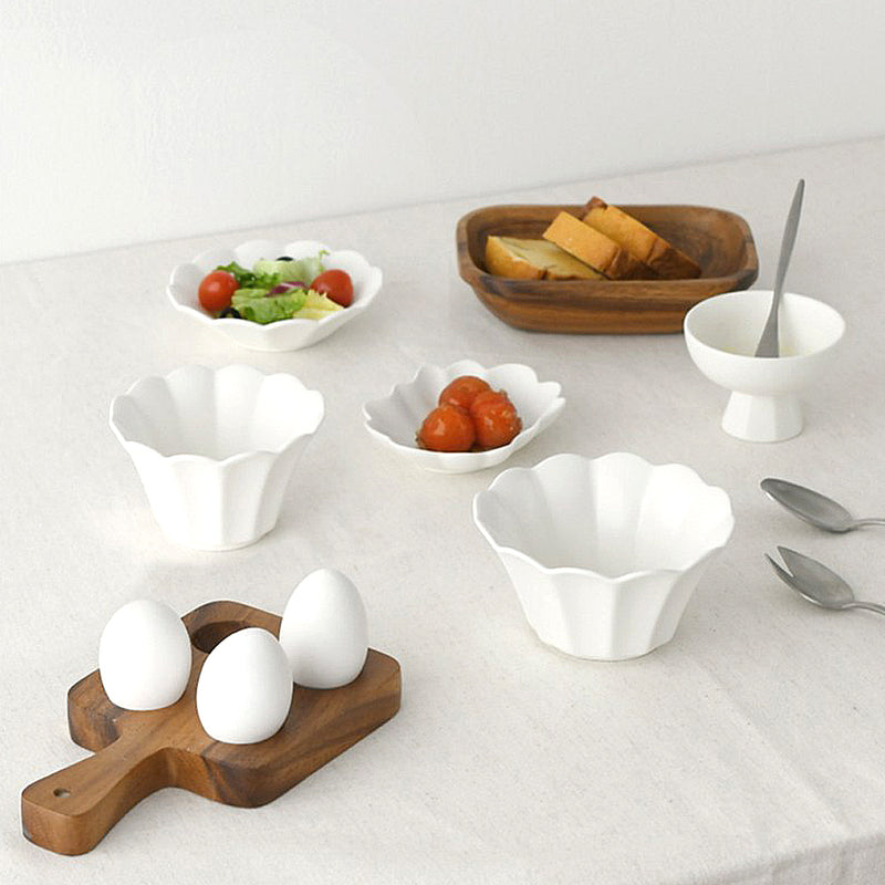 With Molly Oriental flower-shaped unique and elegant tableware set gift set 5P white