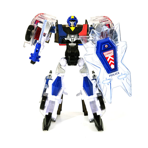 With Molly Hello Carbot Pron Police Car All Star Robot Mode Police Car Mode Transformation Robot Toy 9.5(W) x 4(D) x 11.8(H) inch