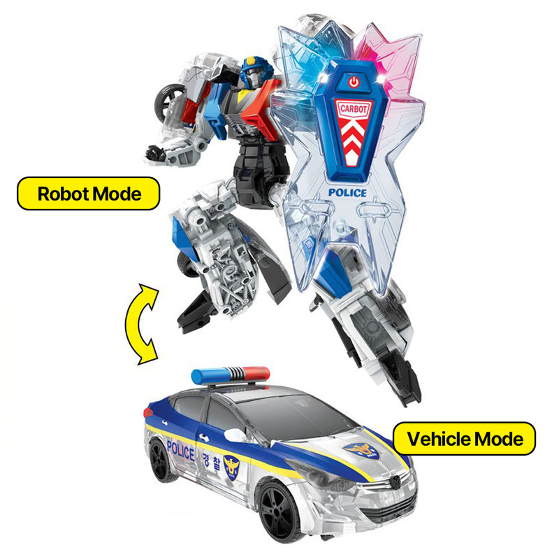 With Molly Hello Carbot Pron Police Car All Star Robot Mode Police Car Mode Transformation Robot Toy 9.5(W) x 4(D) x 11.8(H) inch