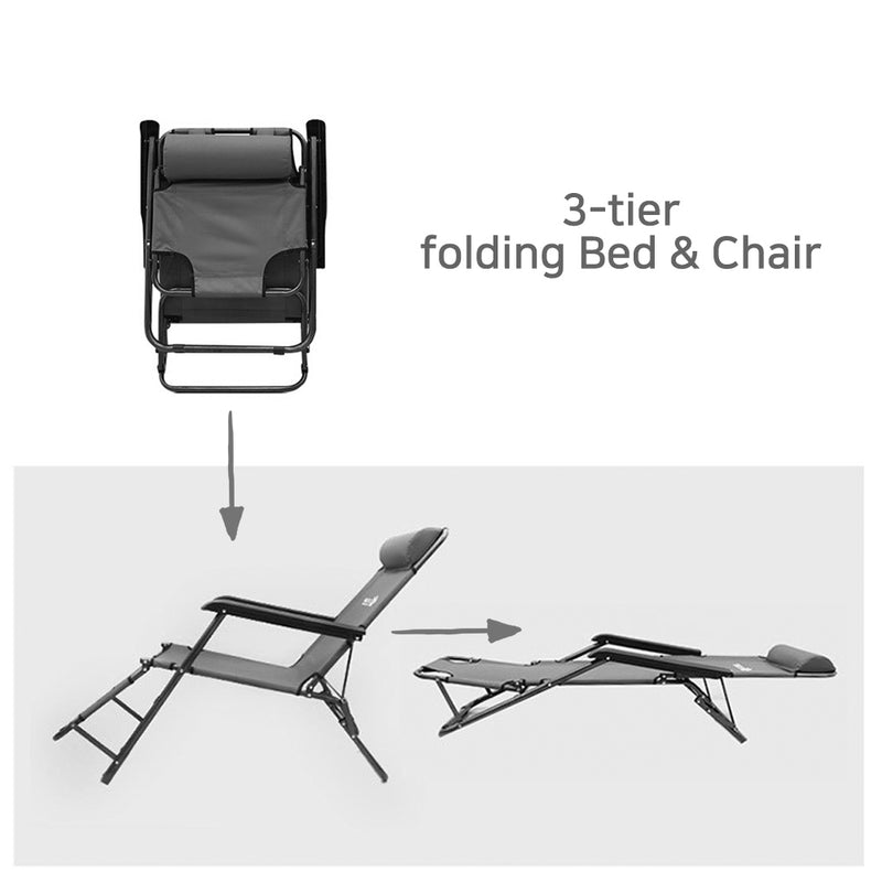 With Molly JOACP23815 Camping fully comfortable chair bed portable chair bed fishing outdoors folded 21.2x41.3x32inch 11lbs gray