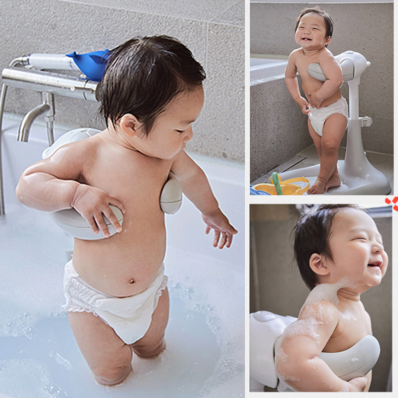 With Molly hug bear Baby Easy Bath Bath Shower Helper Handles for Tube Adjust Length Stand Cream 14(W)x20(D)x19.3~22.8(H)inch 4.9lbs