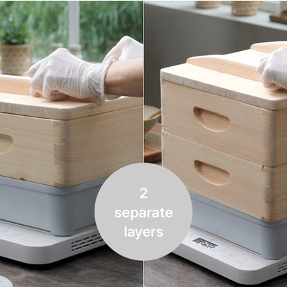 With Molly Healthy Cook  wood framing Induction 2-stage cypress steamer full set 12(W)x13(D)x9.9(H)inch