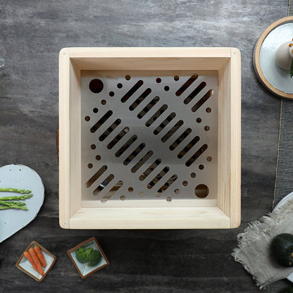 With Molly Healthy Cook  wood framing Induction 2-stage cypress steamer full set 12(W)x13(D)x9.9(H)inch