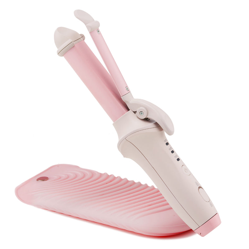 With Molly Dehowt  Cordless Flat Iron rechargerble hair styler 2in1 Curler pink - usb charging