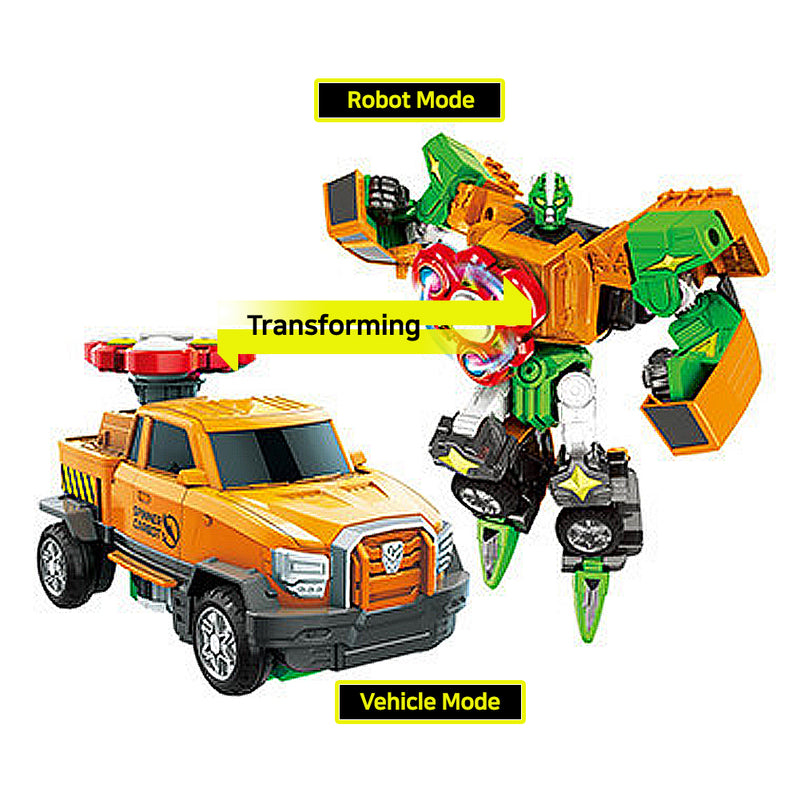 With Molly Hello Carbot spinable robot LED spinner robot transforms into a truck  10x11x6inch