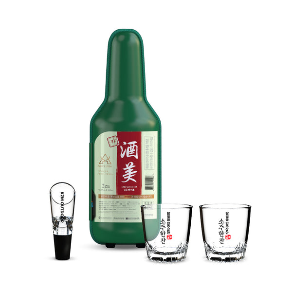 With Molly Portable Soju Bottle Case Soju Glass 2P Set  3.6(W) x 3.4(D) x 10.4(H) inches