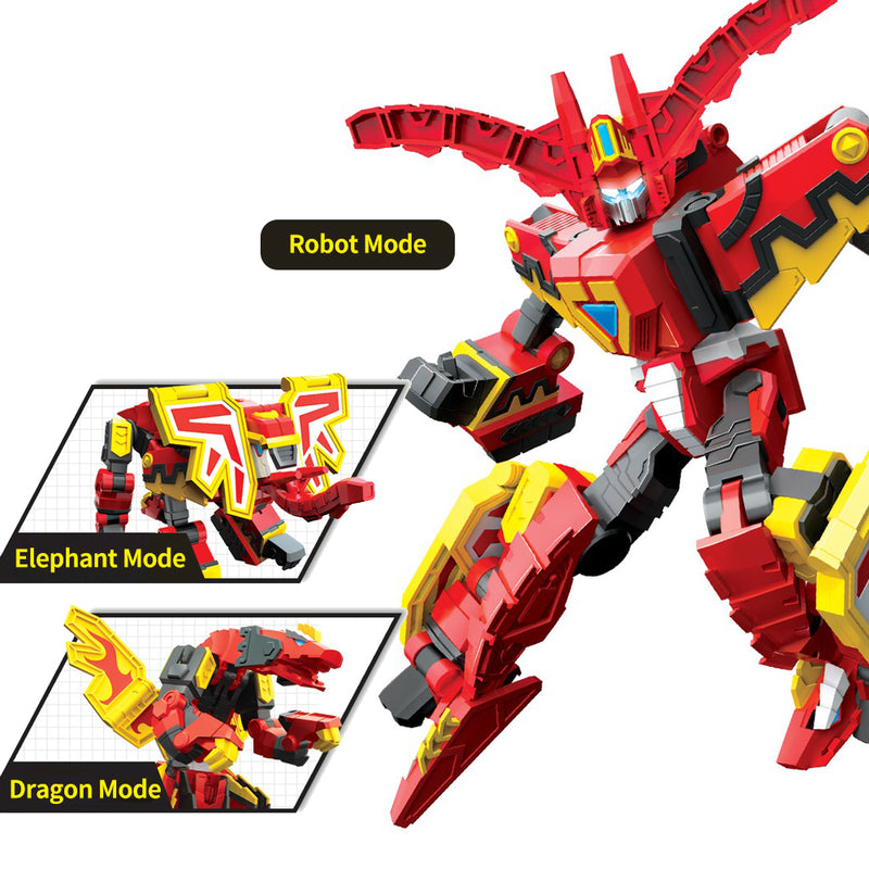 Hello Carbot Kingdaiser Transformation Robot 3 Modes Robot Mode Elephant Mode Dragon Mode 14(W) x 3.5(D) x 13.5(H) inch