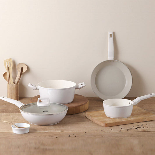 With Molly Induction cukin cookware set pan 2P+ pot 2P+ lid 1P white