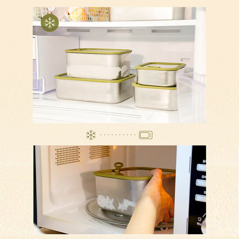 With Molly Microwave Induction Oven Stainless Steel Sealed Container 3P((2000m+ 1200ml + 600ml)