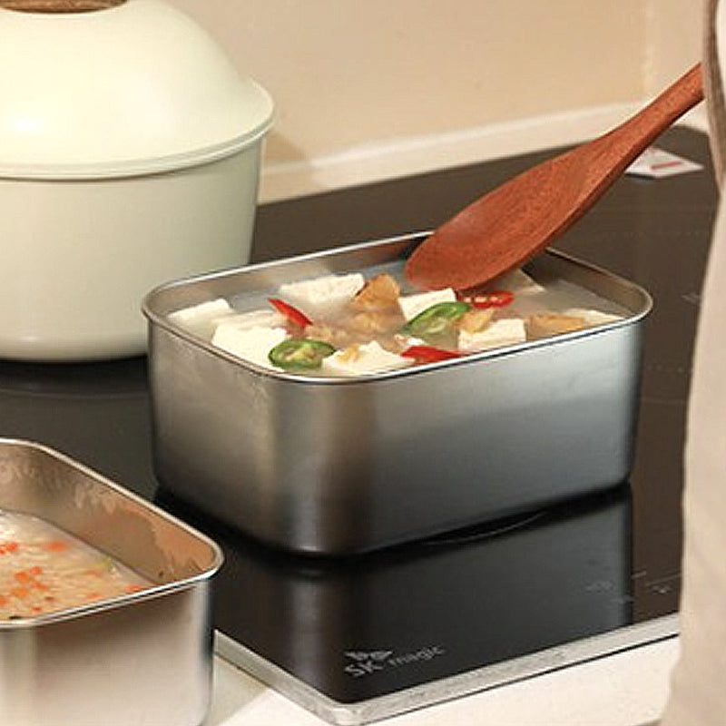 With Molly Microwave Induction Oven Stainless Steel Sealed Container 3P((2000m+ 1200ml + 600ml)