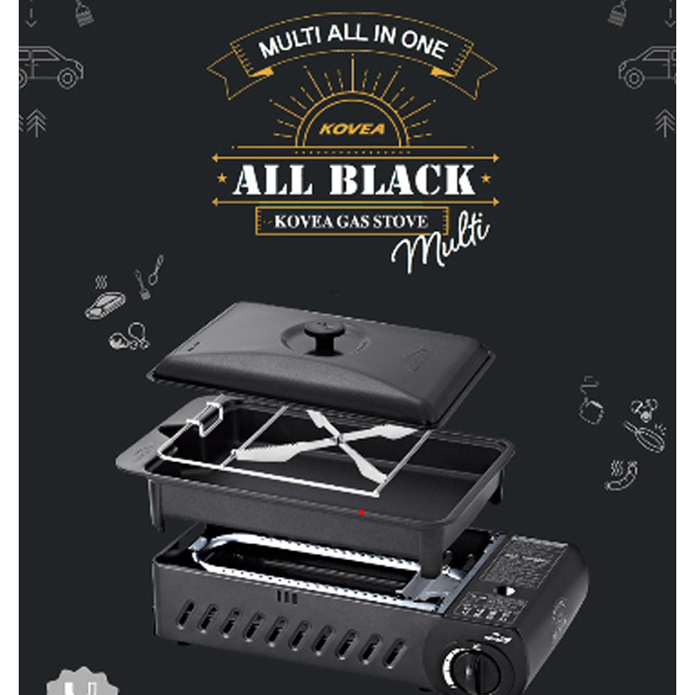 Kovea 3 Way All in One Multi Gas Stove with storage bag, M size all black