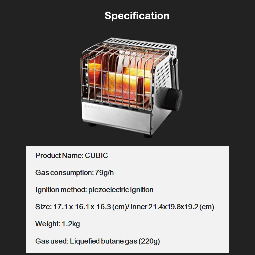Kovea Portable heater cubic KGH-2010 with storage emotional camping  6.73x6.3x6.4 inch sliver