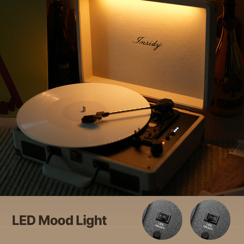 INSIDI portable LED mood light lighting Bluetooth LP turntable player speaker 14(W) x 11(D) x 13.4(H)in