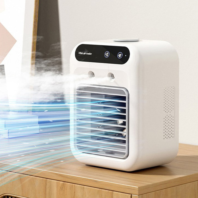 Mini air conditioner low noise large air volume office/sleep/camping outdoor portable air conditioner powerful cooling easy to use usb charging white 2.5(W)x4.5(D)x8.5(H)inches