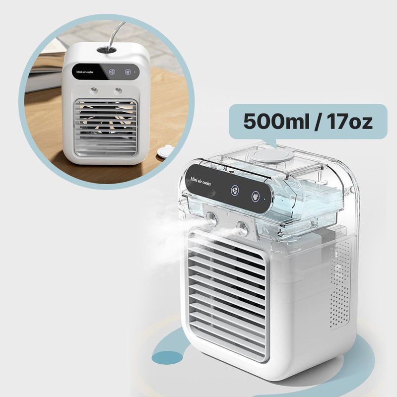 Mini air conditioner low noise large air volume office/sleep/camping outdoor portable air conditioner powerful cooling easy to use usb charging white 2.5(W)x4.5(D)x8.5(H)inches