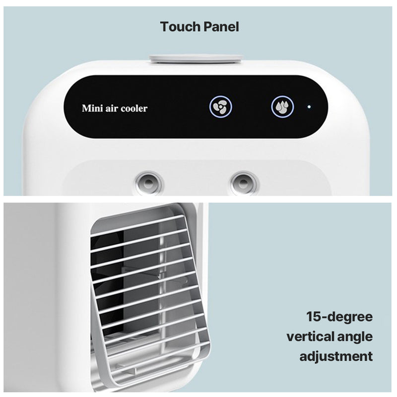 Mini air conditioner low noise large air volume office/sleep/camping outdoor portable air conditioner powerful cooling easy to use usb charging white 2.5(W)x4.5(D)x8.5(H)inches