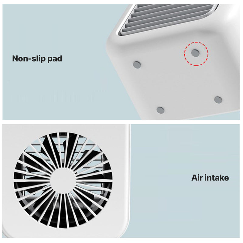 Mini air conditioner low noise large air volume office/sleep/camping outdoor portable air conditioner powerful cooling easy to use usb charging white 2.5(W)x4.5(D)x8.5(H)inches