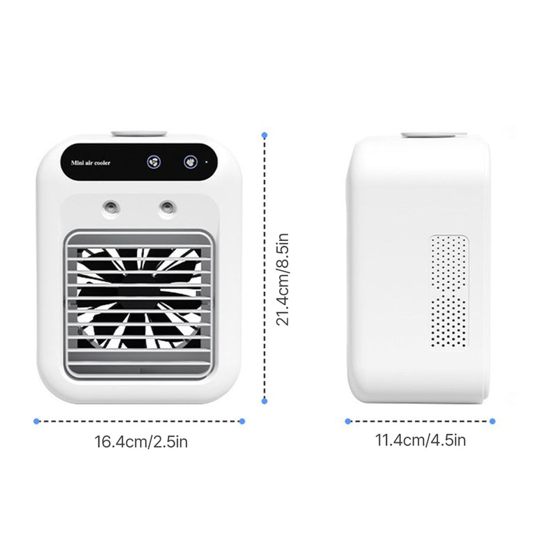 Mini air conditioner low noise large air volume office/sleep/camping outdoor portable air conditioner powerful cooling easy to use usb charging white 2.5(W)x4.5(D)x8.5(H)inches