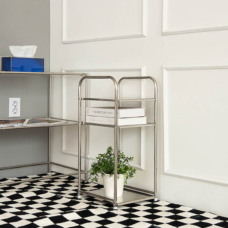 With Molly utilization of narrow space Iron side table stainless steel square mini shelf 3 tiers 12.2x11x25inch