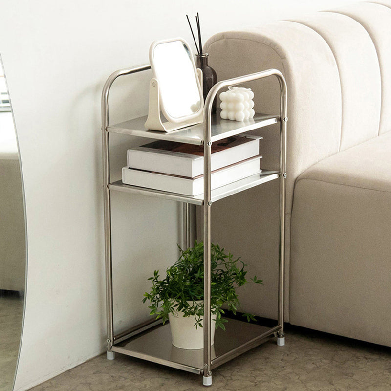 With Molly utilization of narrow space Iron side table stainless steel square mini shelf 3 tiers 12.2x11x25inch