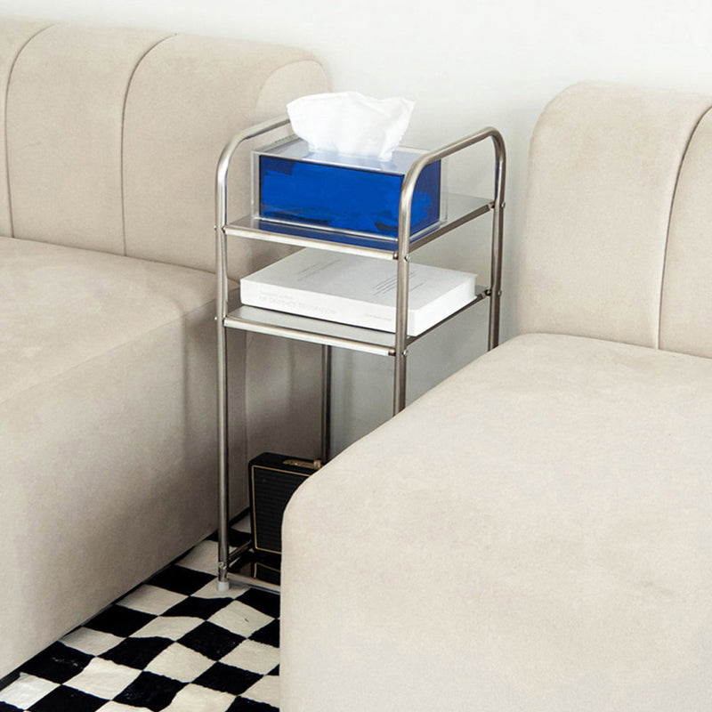 With Molly utilization of narrow space Iron side table stainless steel square mini shelf 3 tiers 12.2x11x25inch