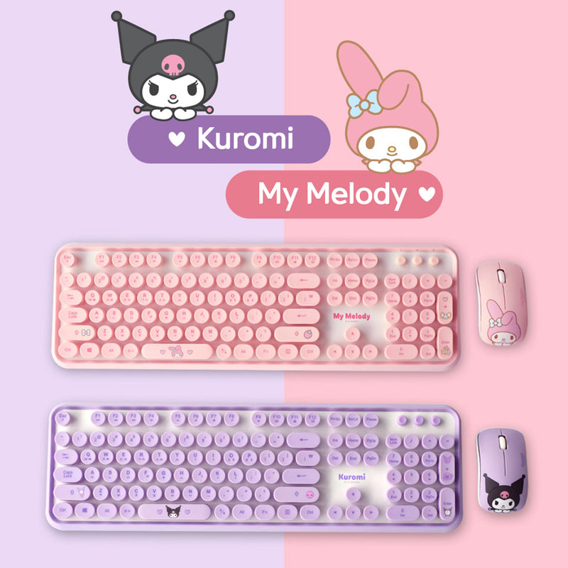 Digital Ventus My Melody Retro Keyboard + Mouse Set, Keyboard Korean/English (Pink)