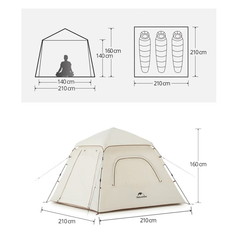 With Molly Ango Hexagon One Touch Tent with Instant Setup in 5 Seconds for 3 People cream 82.6x82.6x63in