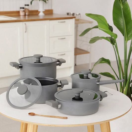 With Molly KA Induction  BEAUTY collection Pot cookware set  4P with Lid Gray