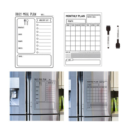 Attaches anywhere Detachable attachment schedule Planner Detachable Refrigerator Memo Sheet Memo Sticker_2P+board marker 2P set