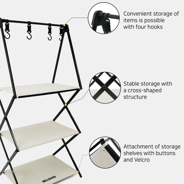 With Molly 3-Shelf Folding Camping Shelf aluminum with Storage bag dark gray 18.5x12.2x39.3inch 7.3lbs
