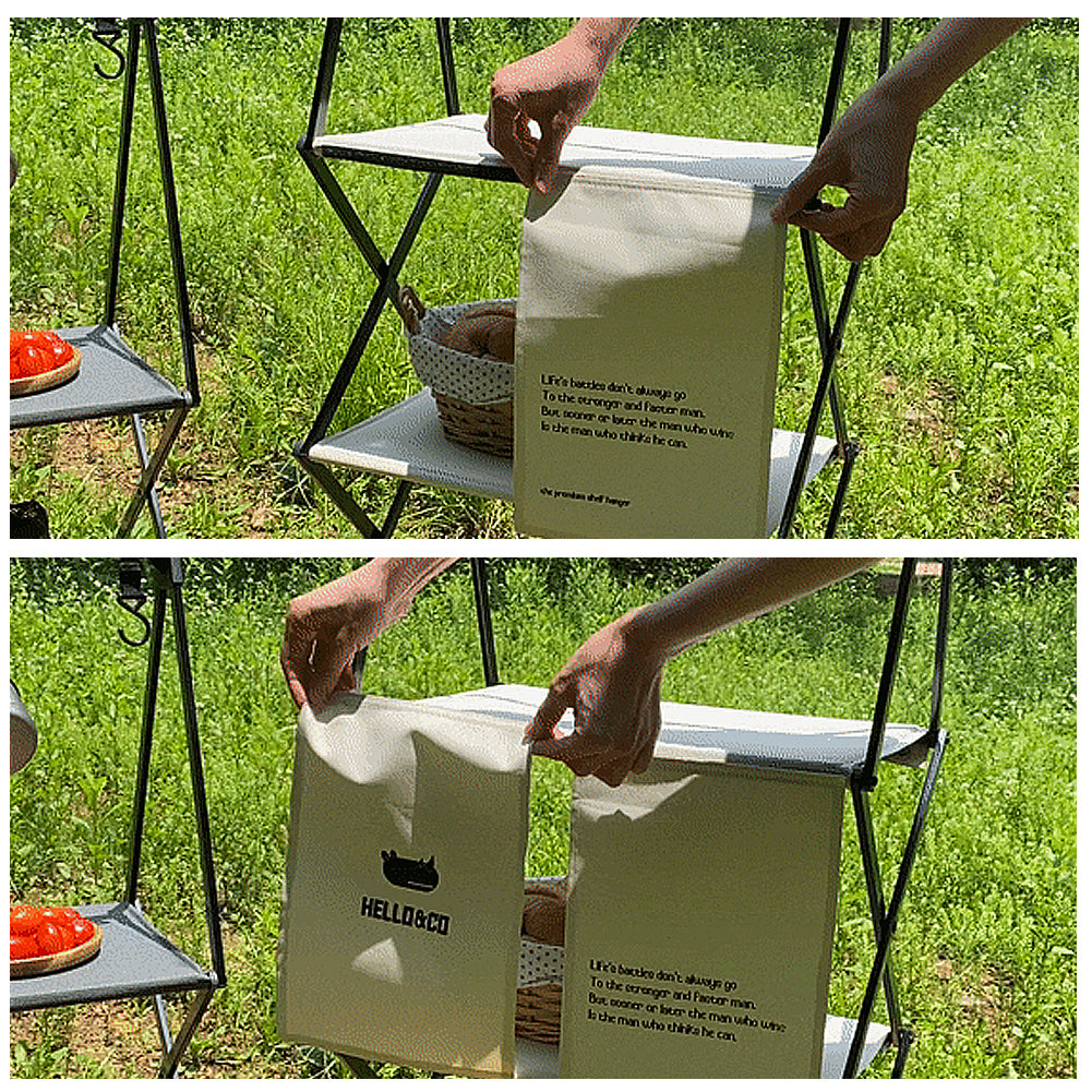 With Molly 3-Shelf Folding Camping Shelf aluminum with Storage bag ivory 18.5x12.2x39.3inch 7.3lbs