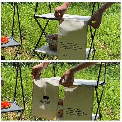 With Molly 3-Shelf Folding Camping Shelf aluminum with Storage bag ivory 18.5x12.2x39.3inch 7.3lbs