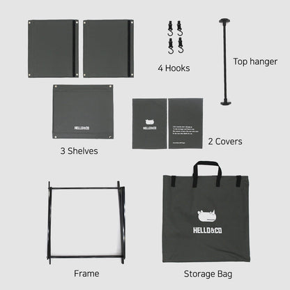 With Molly 3-Shelf Folding Camping Shelf aluminum with Storage bag ivory 18.5x12.2x39.3inch 7.3lbs