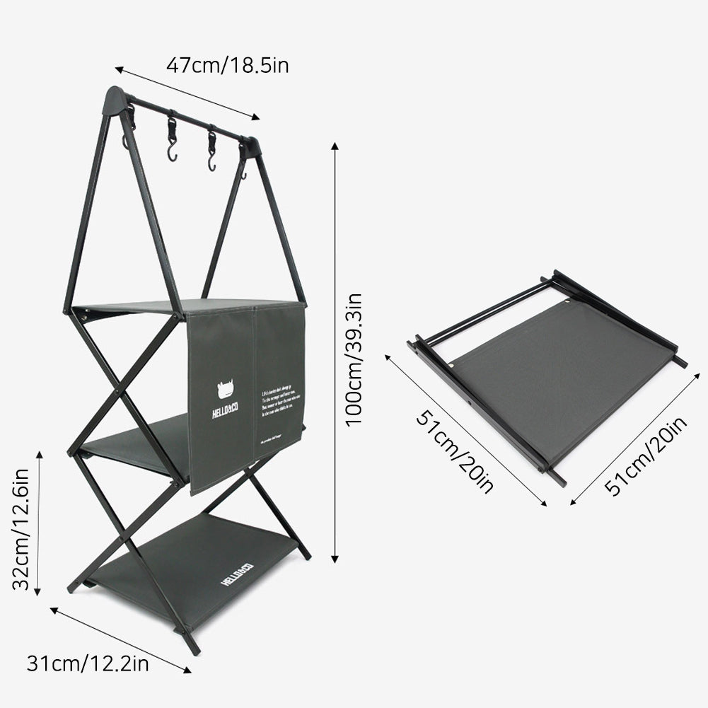 With Molly 3-Shelf Folding Camping Shelf aluminum with Storage bag ivory 18.5x12.2x39.3inch 7.3lbs