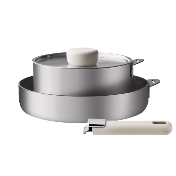 Modori stainless steel Cookware Set of 3P with magic handle