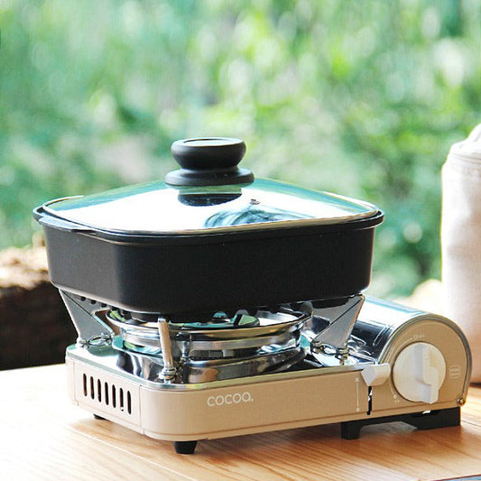 With Molly Cocoa Portable Mini 8oz BTU Portable Gas Stove with casserole pot Exclusive bag 10.6(W)x8.9(D)x7.5(H)inches
