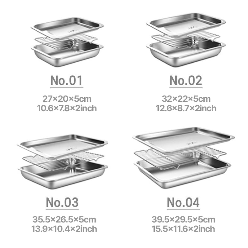 With Molly Benny stainless steel square tray container set 4P multipurpose Tray  RACK VAT