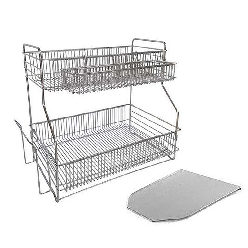 With Molly 2brio All Stainless Steel Dish Dry Rack Drying Drainer Kitchen Holder Organizer 2 Tier  16.9 x 12.2 17(W)x11.9(D)x17(H)inch