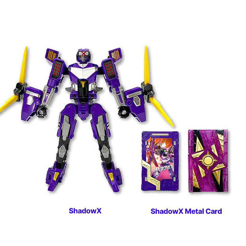 With Molly Metal Cardbot Shadow X 2 transformation modes: robot mode and vehicle mode  7.5(W) x 3.2(D) x 7.9(H) inch