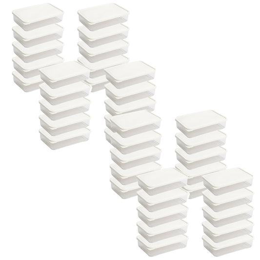 Fridge Drawer Organizer Refrigerator Quick Frozen Storage Box Food Storage Container with Lid System refrigerator container 730ml 4.72 in x7.3 in   x 1.8 in  White lid 40pcs set