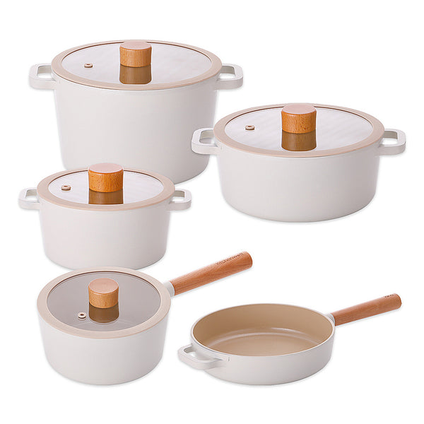 With Molly TORI Non-Stick ceramic coating Pot and pan with lid Cookware Set of 5P