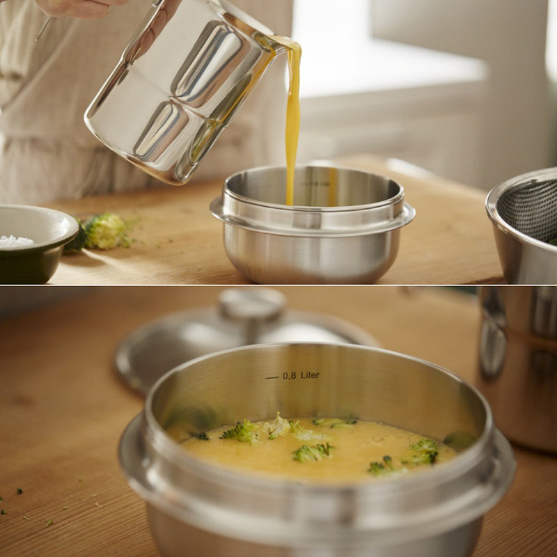 With Molly Induction stainless Korean Ttukbaegi with Lid  Hot Pot for Rice, Egg custard Soup 4.7(diameter)x2.7(h)inch